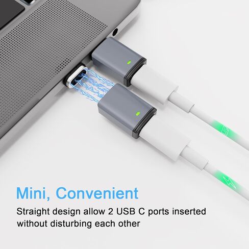 محول مغناطيسي USB C (عبوة واحدة)، محول مغناطيسي من النوع C مستقيم 11 سن، يدعم الشحن السريع USB PD بقوة 100 وات، سرعة نقل 480 ميجابت في الثانية، متوافق مع MacBook Pro/Air ومعظم أجهزة USBC in Kuwait