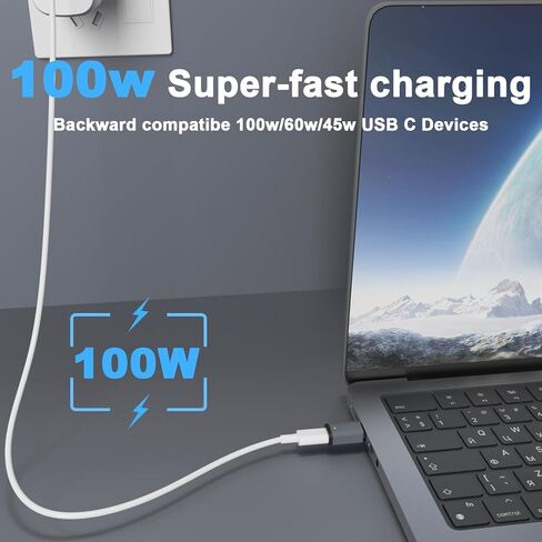 محول مغناطيسي USB C (عبوة واحدة)، محول مغناطيسي من النوع C مستقيم 11 سن، يدعم الشحن السريع USB PD بقوة 100 وات، سرعة نقل 480 ميجابت في الثانية، متوافق مع MacBook Pro/Air ومعظم أجهزة USBC in Kuwait