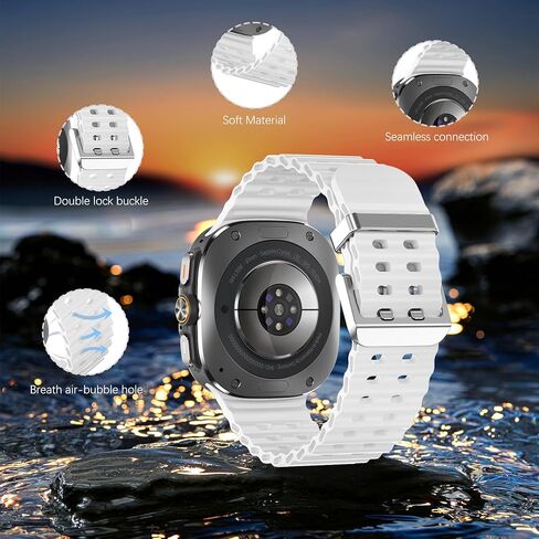 حلقة مسار متينة وسوار بحري متوافق مع ساعة Galaxy Watch Ultra 47 مم، عبوتين من القماش والسيليكون سوار معصم رياضي سريع التركيب متوافق مع ساعة Galaxy Ultra للنساء والرجال in Kuwait