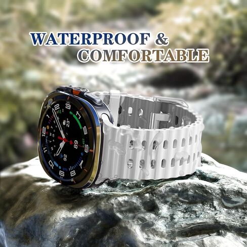حلقة مسار متينة وسوار بحري متوافق مع ساعة Galaxy Watch Ultra 47 مم، عبوتين من القماش والسيليكون سوار معصم رياضي سريع التركيب متوافق مع ساعة Galaxy Ultra للنساء والرجال in Kuwait