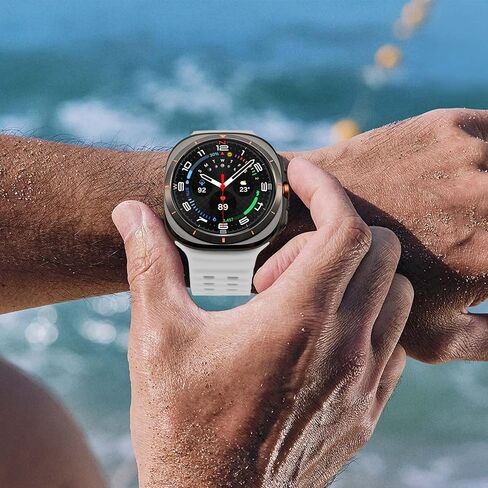 حلقة مسار متينة وسوار بحري متوافق مع ساعة Galaxy Watch Ultra 47 مم، عبوتين من القماش والسيليكون سوار معصم رياضي سريع التركيب متوافق مع ساعة Galaxy Ultra للنساء والرجال in Kuwait