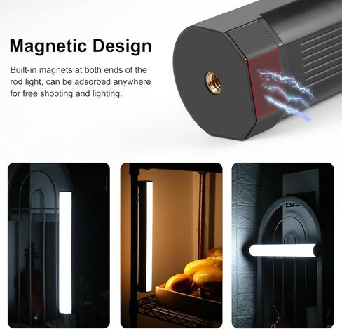 أضواء RGB، عصا إضاءة مغناطيسية محمولة 17 سم/6.69 بوصة 360 درجة لون كامل 21 مصباح فيديو LED، إضاءة تصوير فوتوغرافي CRI≥95 للتصوير الفوتوغرافي TikTok YouTube Vlog in Kuwait