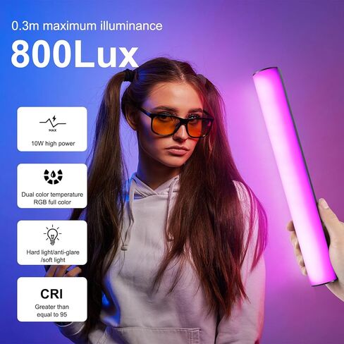 أضواء RGB، عصا إضاءة مغناطيسية محمولة 17 سم/6.69 بوصة 360 درجة لون كامل 21 مصباح فيديو LED، إضاءة تصوير فوتوغرافي CRI≥95 للتصوير الفوتوغرافي TikTok YouTube Vlog in Kuwait