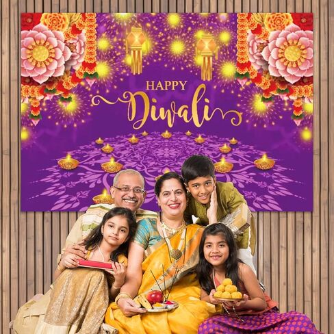 Happy Diwali Party Backdrop Decorations Supplies of India Light Festival Diwali Photography Background Photo Props Booth Banner, 71 x 43 Inch in Saudi Arabia