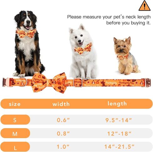 Dog Collar with Bow Tie Halloween Thanksgiving Christmas Pet Gifts Ghost Pumpkin Pattern with Metal Buckle Adorable Stylish Pet Collar for Small Medium Large Dogs Thanksgiving S in Saudi Arabia