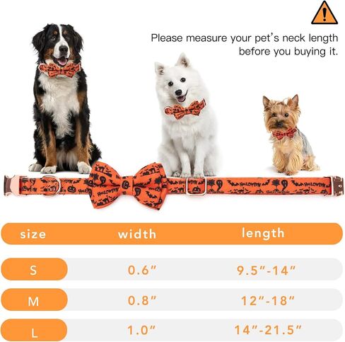 Dog Collar with Bow Tie Halloween Thanksgiving Christmas Pet Gifts Ghost Pumpkin Pattern with Metal Buckle Adorable Stylish Pet Collar for Small Medium Large Dogs Thanksgiving S in Saudi Arabia