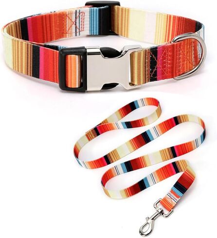 YSHOME&PET Dog Collar and Leash Set with Safety Locking Metal Buckle, Soft Quick Release Dog Collars Adjustable for Small Medium Large Dogs and Kitten Cats in Saudi Arabia