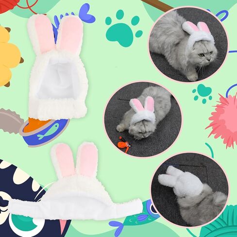 قبعة قطة لطيفة، قبعة أرنب كوستوم مع آذان للقطط والكلاب الصغيرة، آذان أرنب للكلاب، زي حفلات عيد الفصح، أغطية رأس للحيوانات الأليفة in Kuwait