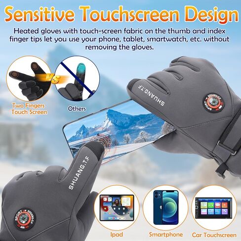Allnice USB قفازات ساخنة للرجال والنساء قفازات تدفئة مع 3 مستويات درجة حرارة مزدوجة الجوانب لتدفئة اليد قفازات شتوية هدايا للتزلج في الهواء الطلق وركوب الدراجات والمشي لمسافات طويلة، رمادي in Kuwait