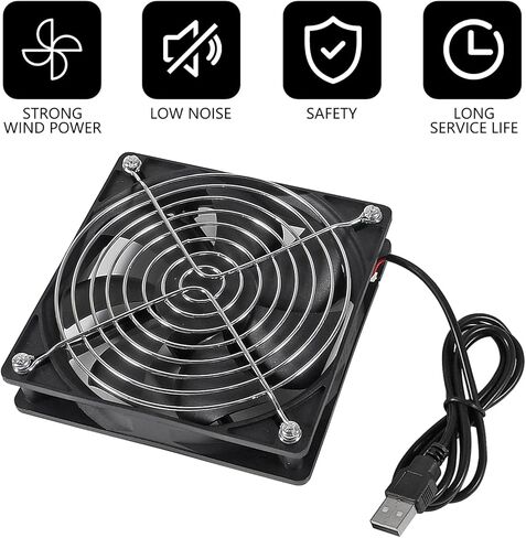 2 قطعة مروحة USB 5 فولت 12025 محامل كروية لمروحة التبريد بدون فرش مروحة محورية 120 × 120 × 25 مم USB للكمبيوتر الشخصي مع مسامير غطاء شواية معدنية لحالة الكمبيوتر ومروحة تبريد وحدة المعالجة المركزية ومبردات المشعات in Saudi Arabia