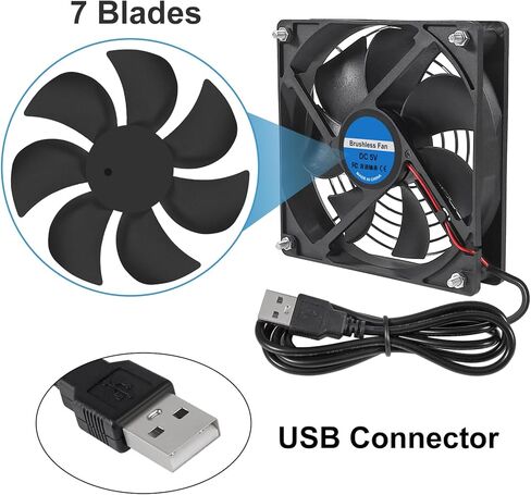 2 قطعة مروحة USB 5 فولت 12025 محامل كروية لمروحة التبريد بدون فرش مروحة محورية 120 × 120 × 25 مم USB للكمبيوتر الشخصي مع مسامير غطاء شواية معدنية لحالة الكمبيوتر ومروحة تبريد وحدة المعالجة المركزية ومبردات المشعات in Saudi Arabia