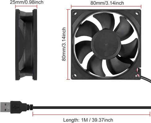 2 قطعة مروحة USB 5 فولت 12025 محامل كروية لمروحة التبريد بدون فرش مروحة محورية 120 × 120 × 25 مم USB للكمبيوتر الشخصي مع مسامير غطاء شواية معدنية لحالة الكمبيوتر ومروحة تبريد وحدة المعالجة المركزية ومبردات المشعات in Saudi Arabia