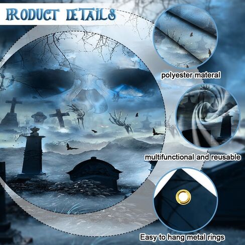 Halloween Garage Door Banners for Outside Halloween Garage Door Banner Cover Decorations Scary Horror Banner Outdoor Party Decor Halloween Night Gravestone Party Decorations Banner Photo Props in Saudi Arabia