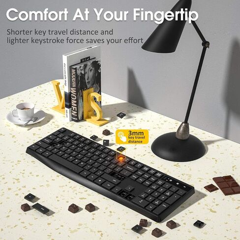 Wireless Keyboard, 2.4G HZ Full-Size Computer Keyboard, Responsive Plug & Play for Computer Laptop PC in Saudi Arabia