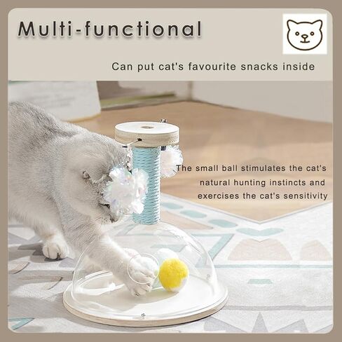 Marchul Cat Scratching Post with Hanging Ball, Wooden Cat Fetch Ball Toy, Sisal Scratcher Interactive Kitten Fun Track Toy for Indoor Cats Physical Exercise, S in Saudi Arabia