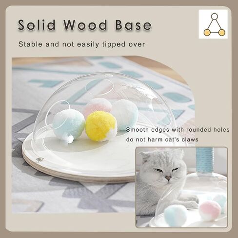 Marchul Cat Scratching Post with Hanging Ball, Wooden Cat Fetch Ball Toy, Sisal Scratcher Interactive Kitten Fun Track Toy for Indoor Cats Physical Exercise, S in Saudi Arabia
