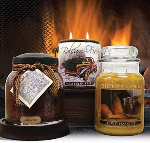 A Cheerful Giver - Honey Pear Cider Scented Glass Jar Candle (24 oz) with Lid & True to Life Fragrance Made in USA in Kuwait