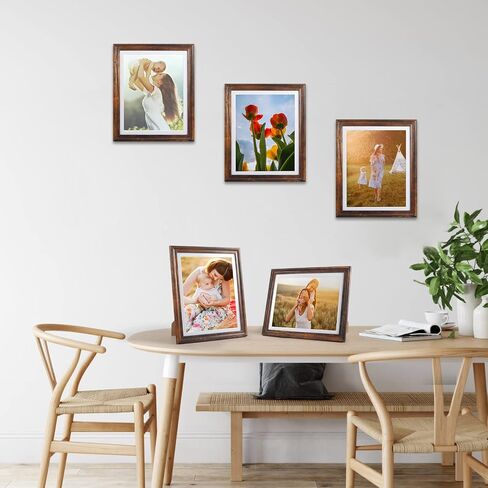 Lavezee 10x16 Frame for 8.5x11 Diploma and 4x6 Photo with PS Front, Black Over Gold Double Mat for Wall, 1 Pack, Mahogany, Graduation Gifts in Saudi Arabia