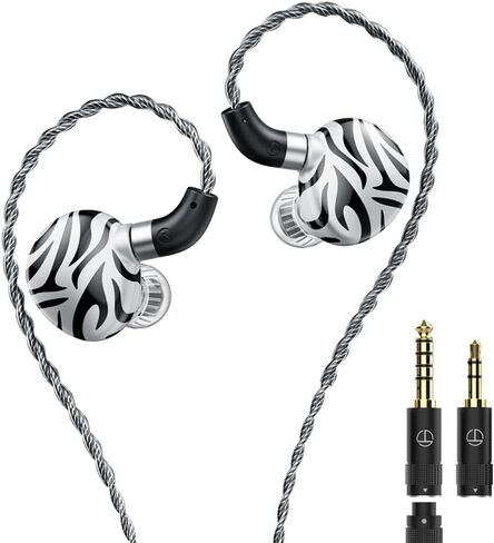 شاشة Linsoul TRN White Tiger داخل الأذن، سماعات أذن مزدوجة DD + غشاء مستو ثلاثي المحرك، سماعات أذن سلكية للألعاب مع ثلاث فوهات قابلة للفصل، كابل هجين مطلي بالفضة للموسيقي (بدون ميكروفون) in Saudi Arabia