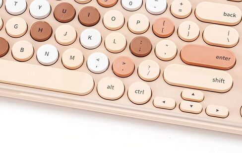 Wireless Keyboard and Mouse Combo, Retro Typewriter Wireless Keyboard with Round Keycaps, 2.4GHz Full-Size USB Cute Wireless Keyboard Mouse for Computer, Desktop, Laptop (A Milk Tea Colorful) in Kuwait