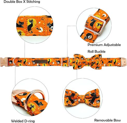 Lionheart glory Plaid Dog Collar Fall Halloween Dog Collars Bowtie Heavy Soft Adjustable Dog Collar for Small Dogs Collar Dog Bow Male/Female Dog Collar Pet Gift in Saudi Arabia