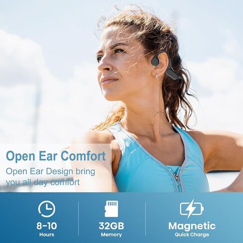 سماعات توصيل العظام، سماعات سباحة IPX8 مقاومة للماء، مشغل MP3 مدمج ذاكرة 32 جيجا، سماعات بلوتوث 5.3 لاسلكية مفتوحة الأذن للسباحة والجري والقيادة والمشي لمسافات طويلة وركوب الدراجات in Kuwait
