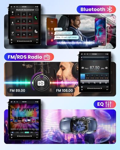 2G 64G ستيريو سيارة مزدوج Din Android 13 CarPlay Android Auto، Rimoody 9.7 بوصة شاشة عمودية راديو السيارة GPS ملاحة WiFi مرآة رابط بلوتوث FM/RDS EQ USB + كاميرا احتياطية in Saudi Arabia