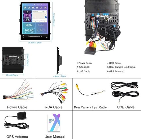 2G 64G ستيريو سيارة مزدوج Din Android 13 CarPlay Android Auto، Rimoody 9.7 بوصة شاشة عمودية راديو السيارة GPS ملاحة WiFi مرآة رابط بلوتوث FM/RDS EQ USB + كاميرا احتياطية in Saudi Arabia