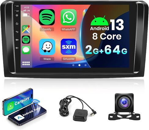 8Core 2G+64G لسيارة Mercedes Benz GL ML W164 X164 ML350 ML500 ML280 GL320 GL350 GL450 2005-2011، Rimoody Android 13 راديو ستيريو للسيارة Carplay 9 بوصة شاشة لمس GPS WiFi Bluetooth FM HiFi كاميرا احتياطية in Saudi Arabia