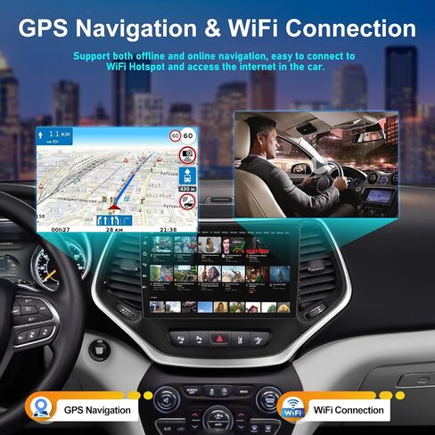 2G+64G Car Radio Stereo for Jeep Cherokee 2015 2016 2017 2018 with Wireless CarPlay Android Auto 10.1" Android 13 Touch Screen Car Stereo with GPS Navigation HiFi WiFi FM AHD Backup Camera in Saudi Arabia