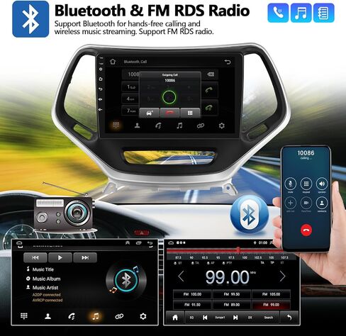2G+64G Car Radio Stereo for Jeep Cherokee 2015 2016 2017 2018 with Wireless CarPlay Android Auto 10.1" Android 13 Touch Screen Car Stereo with GPS Navigation HiFi WiFi FM AHD Backup Camera in Saudi Arabia
