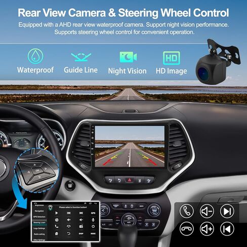 2G+64G Car Radio Stereo for Jeep Cherokee 2015 2016 2017 2018 with Wireless CarPlay Android Auto 10.1" Android 13 Touch Screen Car Stereo with GPS Navigation HiFi WiFi FM AHD Backup Camera in Saudi Arabia