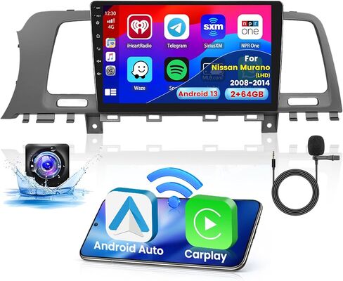 راديو ستيريو للسيارة 2+64G Android 13 CarPlay لسيارة Nissan Murano (LHD) 2008-2014، شاشة لمس عالية الدقة 9 بوصة متوافقة مع Android Auto، كاميرا احتياطية AHD، وصلة مرآة، GPS، WiFi، FM RDS in Saudi Arabia