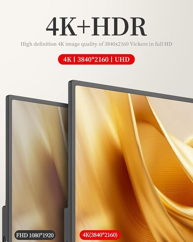 شاشة CNBANAN 4K المحمولة، شاشة محمولة 13.3 بوصة 1800:1 موسع شاشة الكمبيوتر المحمول النحيفة VESA 3840 * 2160 UHD 400 Nits 100% RGB FreeSync مع حامل لأجهزة الكمبيوتر المحمول Mac Phone Xbox Game (بدون غطاء ذكي) in Saudi Arabia