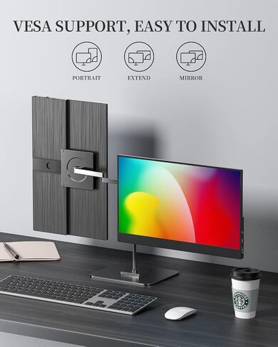 شاشة CNBANAN 4K المحمولة، شاشة محمولة 13.3 بوصة 1800:1 موسع شاشة الكمبيوتر المحمول النحيفة VESA 3840 * 2160 UHD 400 Nits 100% RGB FreeSync مع حامل لأجهزة الكمبيوتر المحمول Mac Phone Xbox Game (بدون غطاء ذكي) in Saudi Arabia