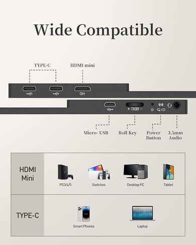 شاشة CNBANAN 4K المحمولة، شاشة محمولة 13.3 بوصة 1800:1 موسع شاشة الكمبيوتر المحمول النحيفة VESA 3840 * 2160 UHD 400 Nits 100% RGB FreeSync مع حامل لأجهزة الكمبيوتر المحمول Mac Phone Xbox Game (بدون غطاء ذكي) in Saudi Arabia