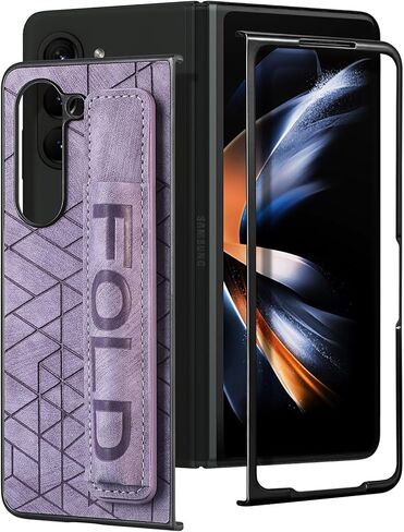 حافظة هاتف جلدية SOOPII لهاتف سامسونج جالاكسي Z Fold 6، غطاء هاتف نحيف مع حلقة معصم وحامل قلم لهاتف Fold 6، أرجواني in Kuwait