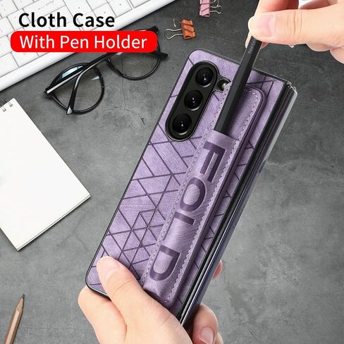 حافظة هاتف جلدية SOOPII لهاتف سامسونج جالاكسي Z Fold 6، غطاء هاتف نحيف مع حلقة معصم وحامل قلم لهاتف Fold 6، أرجواني in Kuwait