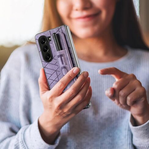 حافظة هاتف جلدية SOOPII لهاتف سامسونج جالاكسي Z Fold 6، غطاء هاتف نحيف مع حلقة معصم وحامل قلم لهاتف Fold 6، أرجواني in Kuwait