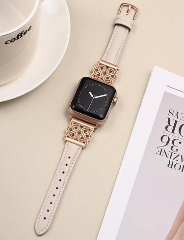 سوار جلد TOYOUTHS متوافق مع أحزمة ساعات Apple للنساء 38/40/41/42/44/45/46/49 مم حزام جلدي نحيف أنيق مع مشبك عقدة على شكل قلب مصمم لسلسلة iWatch 10/9/Ultra/SE/8/7/6/ 5/س.ع/4/3/2/1 in Saudi Arabia