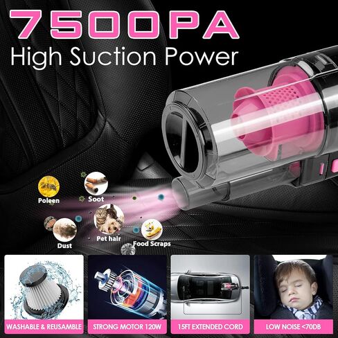 Viewsun 21PCS Car Cleaning Kit, Car Interior Detailing Kit with High Power Handheld Vacuum, Auto Detailing Drill Brush Set, Cleaning Gel, Complete Car Wash Kit Supplies for Deep Cleaning in Kuwait