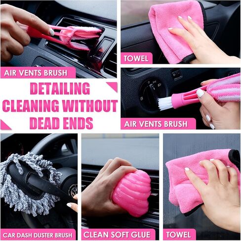 Viewsun 21PCS Car Cleaning Kit, Car Interior Detailing Kit with High Power Handheld Vacuum, Auto Detailing Drill Brush Set, Cleaning Gel, Complete Car Wash Kit Supplies for Deep Cleaning in Kuwait