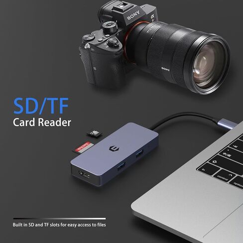 6 منافذ USB C Hub، محول USB C، محول محور متعدد المنافذ 4K HDMI ثنائي العرض، دونجل لأجهزة الكمبيوتر المحمول Surface Pro 8 والمزيد (4K HDMI USB 3.0 SD/TF قارئ بطاقة 100W PD) in Kuwait