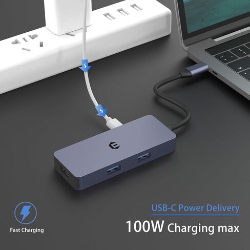 6 منافذ USB C Hub، محول USB C، محول محور متعدد المنافذ 4K HDMI ثنائي العرض، دونجل لأجهزة الكمبيوتر المحمول Surface Pro 8 والمزيد (4K HDMI USB 3.0 SD/TF قارئ بطاقة 100W PD) in Kuwait