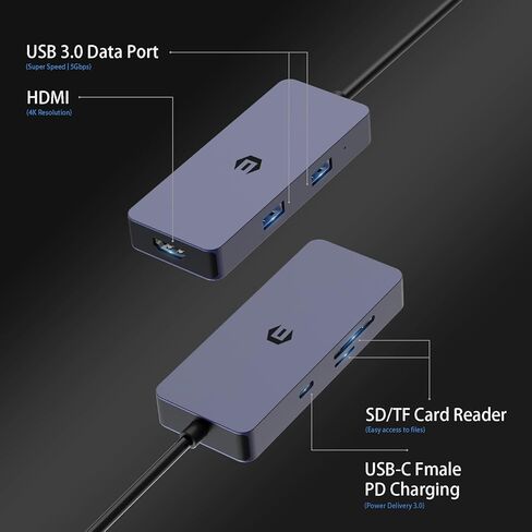 6 منافذ USB C Hub، محول USB C، محول محور متعدد المنافذ 4K HDMI ثنائي العرض، دونجل لأجهزة الكمبيوتر المحمول Surface Pro 8 والمزيد (4K HDMI USB 3.0 SD/TF قارئ بطاقة 100W PD) in Kuwait