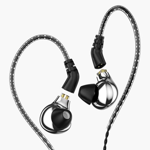 Linsoul BLON BL03 HiFi 10mm Carbon Diaphragm Dynamic Driver in-Ear Earphone IEM with 0.78mm 2pin Detachable Cable (with mic, Silver) in Saudi Arabia