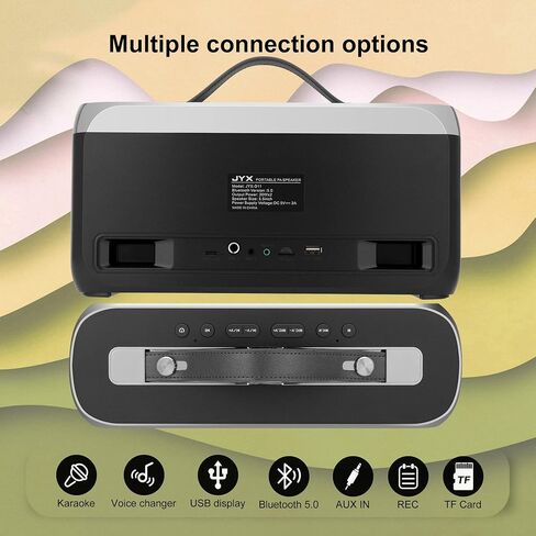 JYX Bluetooth Speaker with Wireless Microphone, 40W Stereo Sound with Bass, Support TWS, FM, for Outdoor/Indoor Party,Kids/Adults - Gray in Saudi Arabia