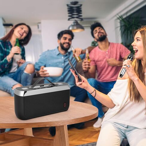 JYX Bluetooth Speaker with Wireless Microphone, 40W Stereo Sound with Bass, Support TWS, FM, for Outdoor/Indoor Party,Kids/Adults - Gray in Saudi Arabia