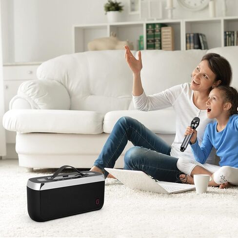 مكبر صوت بلوتوث جي واي اكس مع ميكروفون لاسلكي، صوت ستيريو 40 وات مع باس، يدعم TWS، FM، للحفلات الخارجية والداخلية، للأطفال والكبار - رمادي in Kuwait