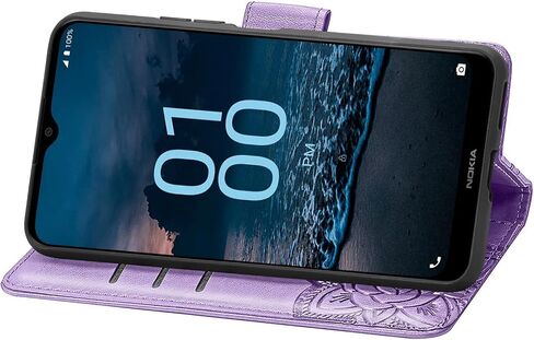 for Nokia C300 N155DL Flip Case,Butterfly Embossed Flowers PU Leather Magnetic Flip Cover Stand Card Holders Hand Strap Wallet Purse Case for Nokia C300 N155DL -Light Purple in Saudi Arabia